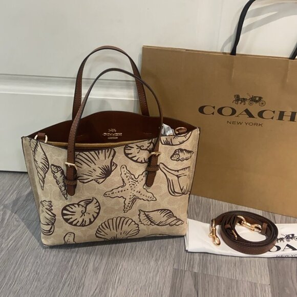 Coach Mollie Tote 25 CBH63 Ocean Shell Graffiti Bag - Picture 3 of 9